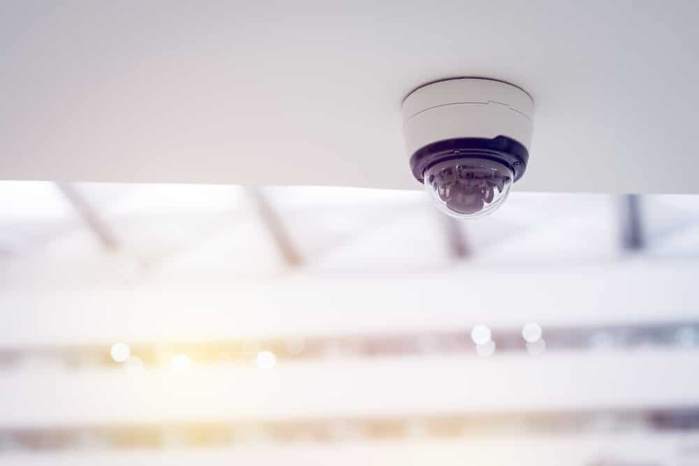 Security,cctv,camera,on,white,ceiling,,intelligent,cameras,,video,recording,